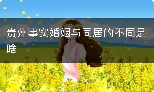 贵州事实婚姻与同居的不同是啥