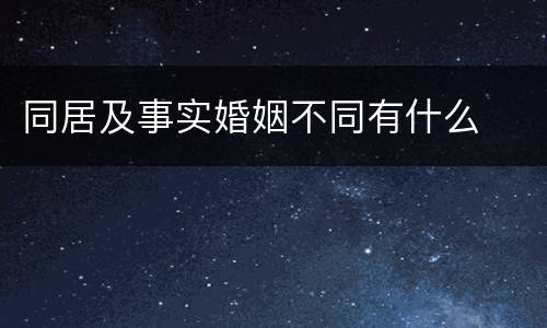 同居及事实婚姻不同有什么