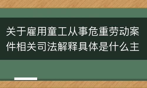 关于雇用童工从事危重劳动案件相关司法解释具体是什么主要规定