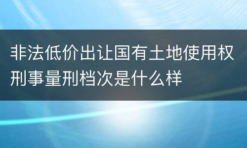 非法低价出让国有土地使用权刑事量刑档次是什么样