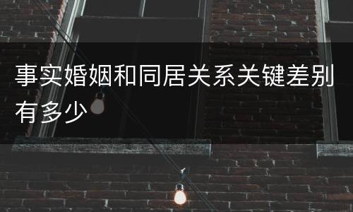 事实婚姻和同居关系关键差别有多少