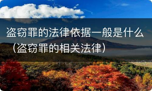 盗窃罪的法律依据一般是什么（盗窃罪的相关法律）