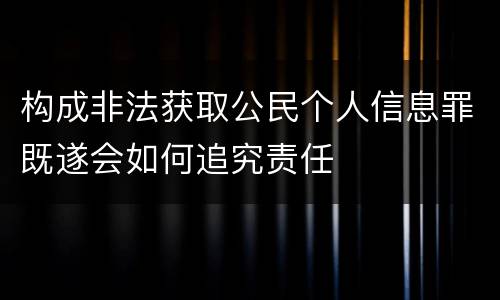 构成非法获取公民个人信息罪既遂会如何追究责任