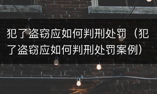 犯了盗窃应如何判刑处罚（犯了盗窃应如何判刑处罚案例）