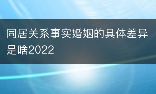 同居关系事实婚姻的具体差异是啥2022