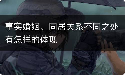 事实婚姻、同居关系不同之处有怎样的体现