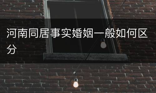 河南同居事实婚姻一般如何区分