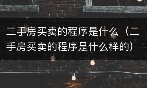 二手房买卖的程序是什么（二手房买卖的程序是什么样的）