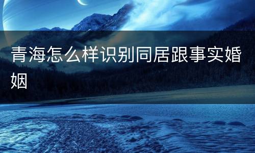 青海怎么样识别同居跟事实婚姻