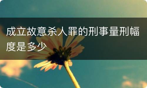 成立故意杀人罪的刑事量刑幅度是多少