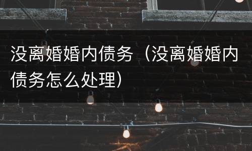 没离婚婚内债务（没离婚婚内债务怎么处理）