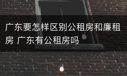 广东要怎样区别公租房和廉租房 广东有公租房吗