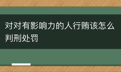 对对有影响力的人行贿该怎么判刑处罚