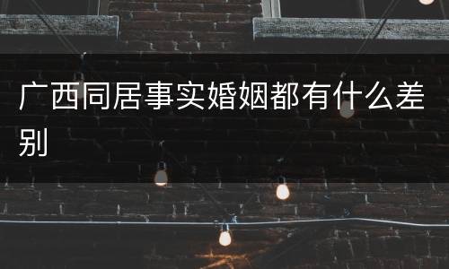 广西同居事实婚姻都有什么差别