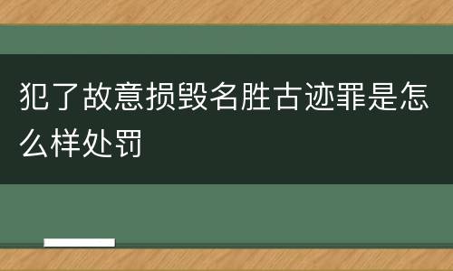 犯了故意损毁名胜古迹罪是怎么样处罚