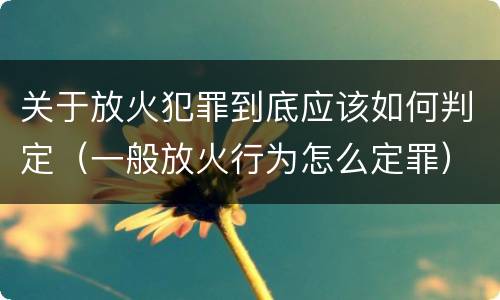 关于放火犯罪到底应该如何判定（一般放火行为怎么定罪）