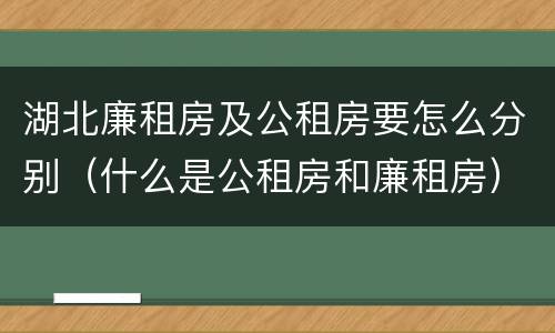 湖北廉租房及公租房要怎么分别（什么是公租房和廉租房）