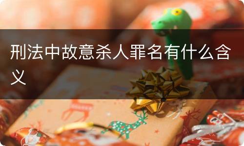 刑法中故意杀人罪名有什么含义