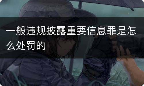 一般违规披露重要信息罪是怎么处罚的