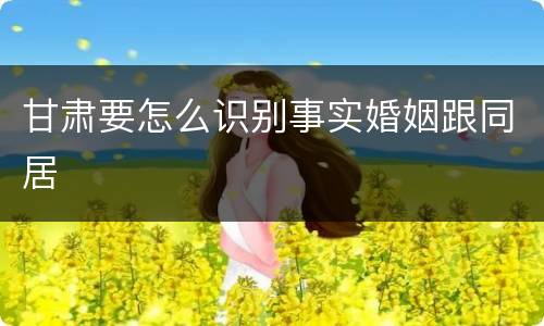 甘肃要怎么识别事实婚姻跟同居