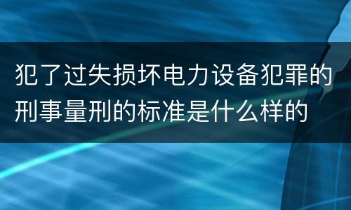 犯了过失损坏电力设备犯罪的刑事量刑的标准是什么样的