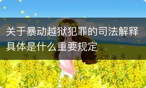 关于暴动越狱犯罪的司法解释具体是什么重要规定