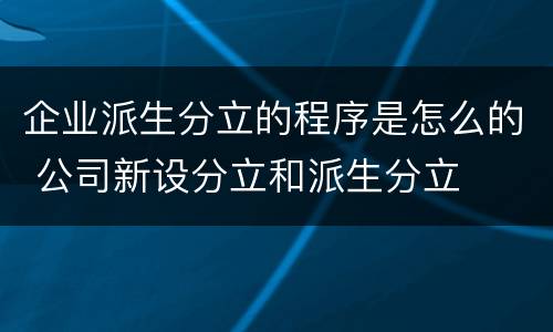 企业派生分立的程序是怎么的 公司新设分立和派生分立