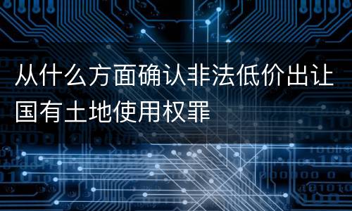 从什么方面确认非法低价出让国有土地使用权罪