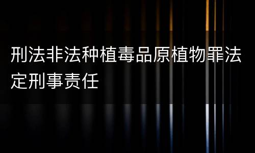 刑法非法种植毒品原植物罪法定刑事责任