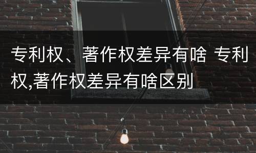 专利权、著作权差异有啥 专利权,著作权差异有啥区别