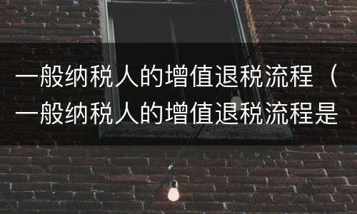 一般纳税人的增值退税流程（一般纳税人的增值退税流程是什么）