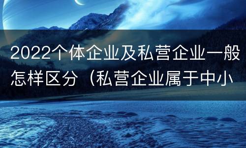 2022个体企业及私营企业一般怎样区分（私营企业属于中小企业吗）