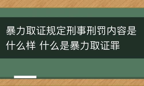 暴力取证规定刑事刑罚内容是什么样 什么是暴力取证罪