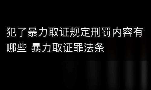犯了暴力取证规定刑罚内容有哪些 暴力取证罪法条