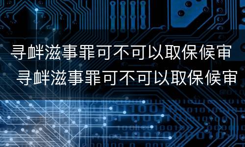 寻衅滋事罪可不可以取保候审 寻衅滋事罪可不可以取保候审呢
