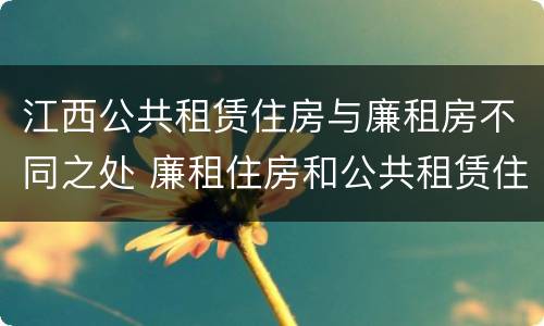 江西公共租赁住房与廉租房不同之处 廉租住房和公共租赁住房的区别和联系