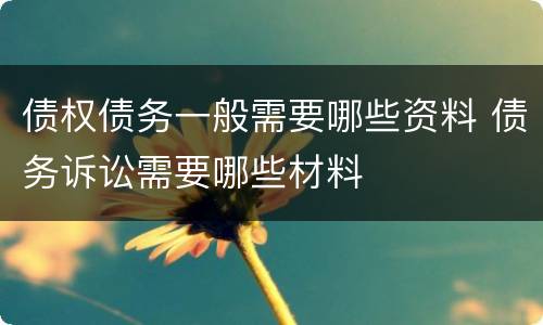 债权债务一般需要哪些资料 债务诉讼需要哪些材料