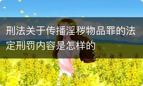 刑法关于传播淫秽物品罪的法定刑罚内容是怎样的