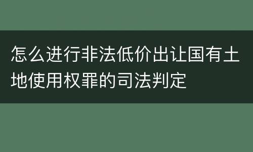 怎么进行非法低价出让国有土地使用权罪的司法判定