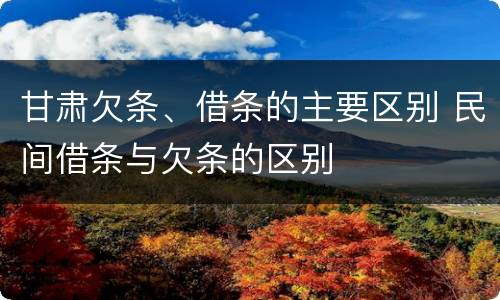 甘肃欠条、借条的主要区别 民间借条与欠条的区别