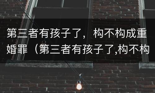 第三者有孩子了，构不构成重婚罪（第三者有孩子了,构不构成重婚罪怎么判）