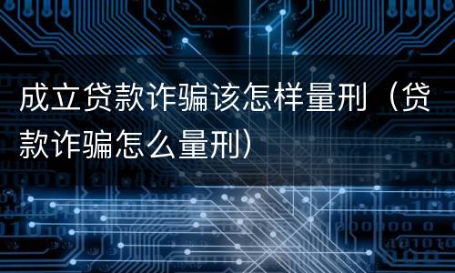 成立贷款诈骗该怎样量刑（贷款诈骗怎么量刑）