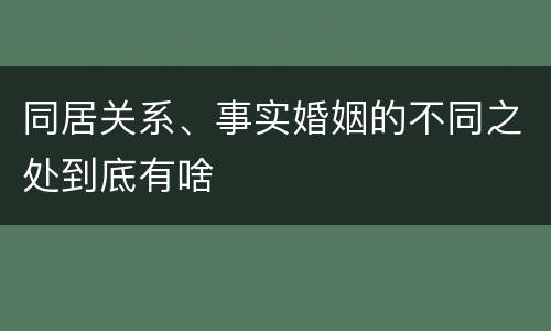 同居关系、事实婚姻的不同之处到底有啥