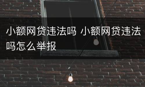 小额网贷违法吗 小额网贷违法吗怎么举报