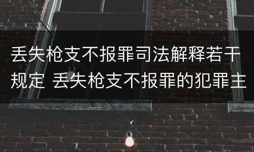 丢失枪支不报罪司法解释若干规定 丢失枪支不报罪的犯罪主体只能是