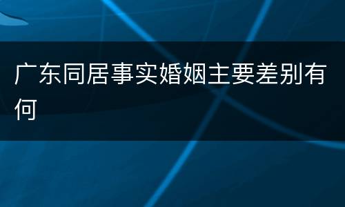 广东同居事实婚姻主要差别有何