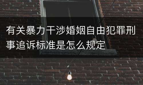 有关暴力干涉婚姻自由犯罪刑事追诉标准是怎么规定