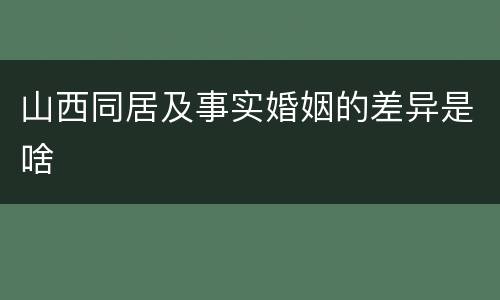 山西同居及事实婚姻的差异是啥
