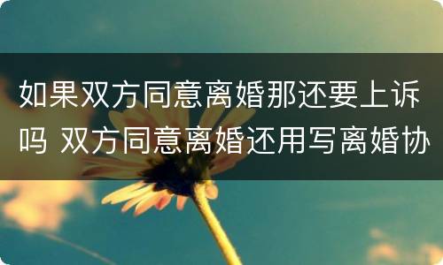 如果双方同意离婚那还要上诉吗 双方同意离婚还用写离婚协议书吗