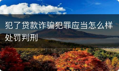 犯了贷款诈骗犯罪应当怎么样处罚判刑